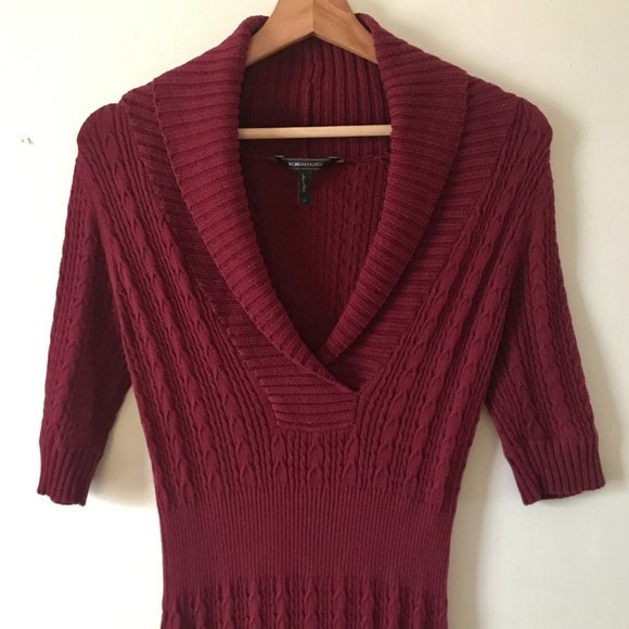BCBG Merlot Bodycon V-Neck Sweater Dress, Size M - Picture 2 of 8